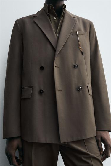 VESTE DE COSTUME À BOUTONNAGE CROISÉ - Gris taupe de Zara - Image 5