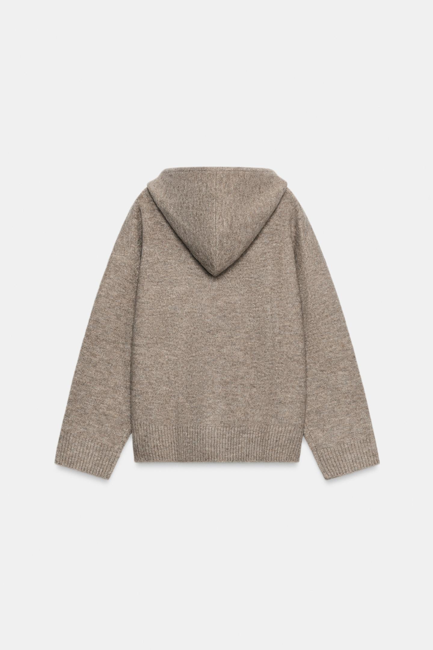 Женское худи Zara Oversized Knit, цвет: Светлый норковый — фото 8