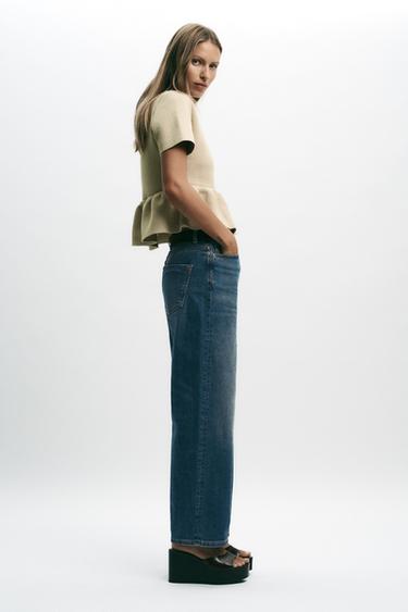 VESTE EN MAILLE MANCHES COURTES PEPLUM - Sable de Zara - Image 2