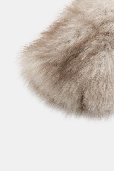 MITAINES COURTES EFFET FOURRURE - Écru de Zara - Image 4