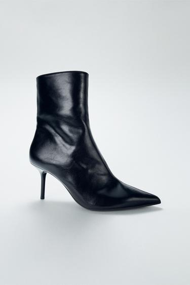 CRACKLED-EFFECT HIGH-HEEL ANKLE BOOTS - Black by Zara