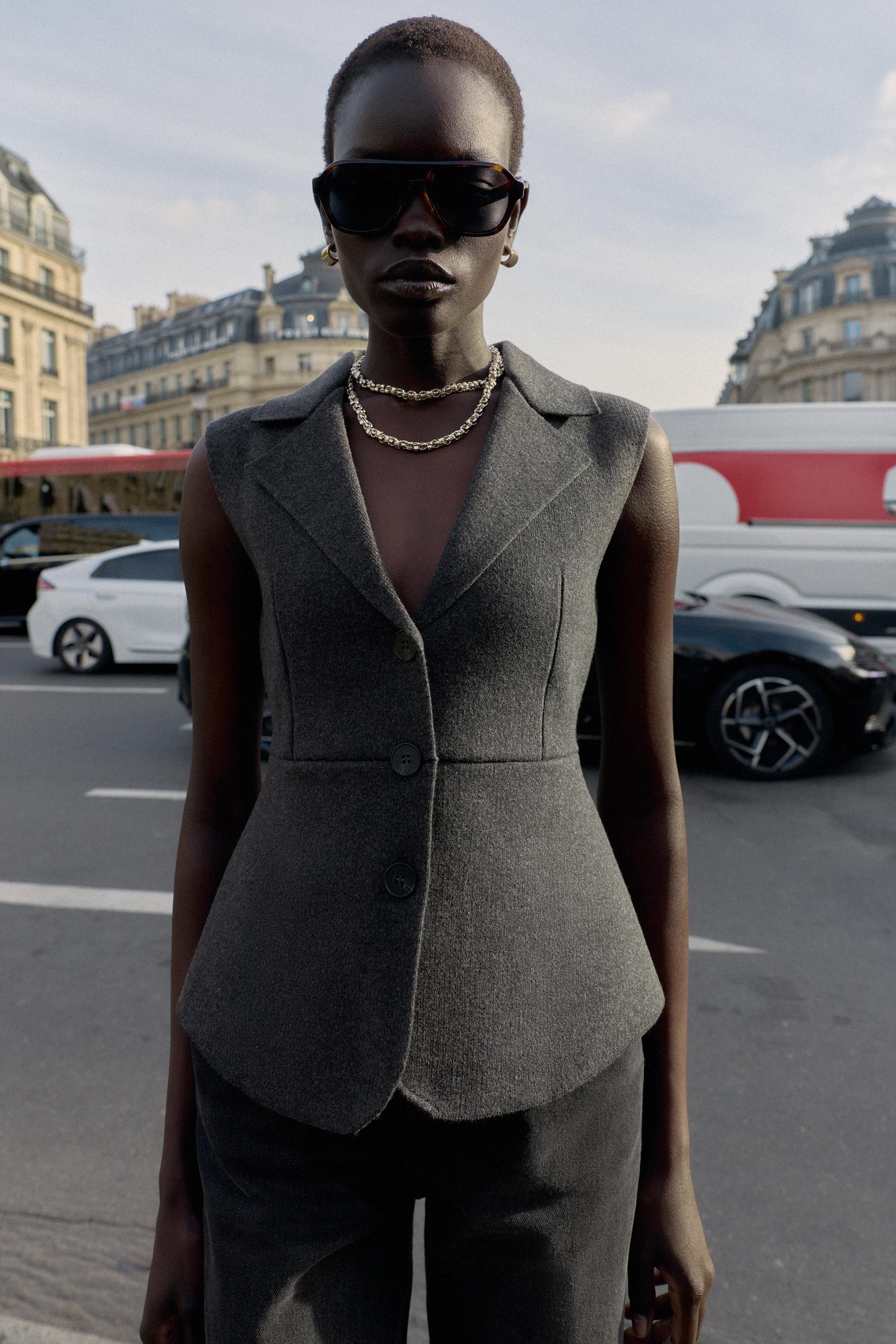 Zara ベスト 無地ニットベスト - ネイビーブルー | ZARA Japan / 日本