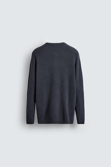 PULL COL BOUTONNÉ DÉLAVÉ - Indigo de Zara - Image 7