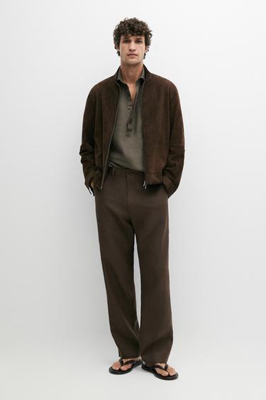 Zara Suede leather jacket - Chocolate - Image 0