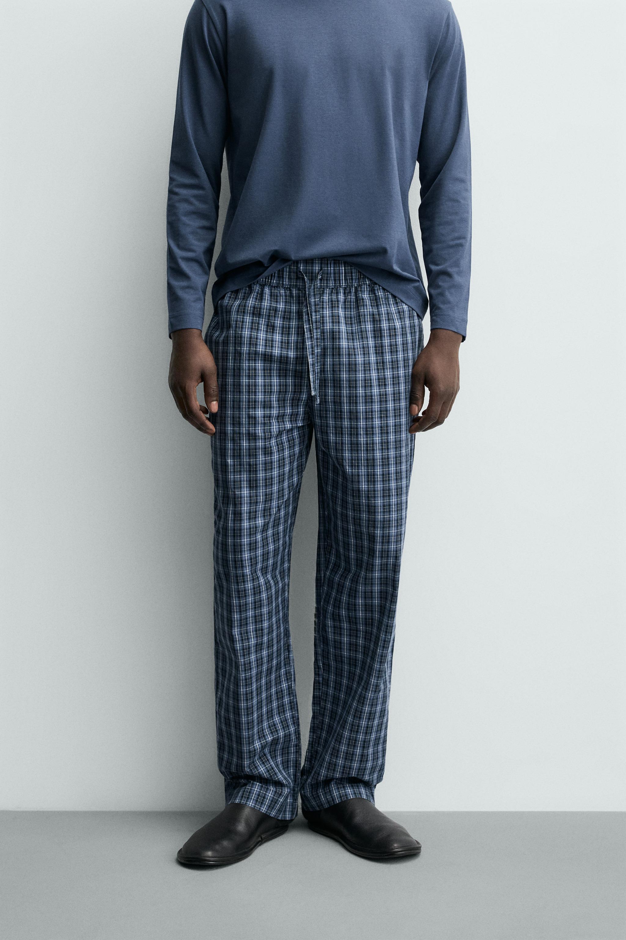 COMBINED CHECK PYJAMA SET - Mid-blue | ZARA Turkey