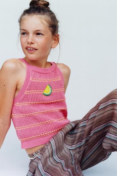 LEMON CROCHET KNIT TOP - Pink by Zara