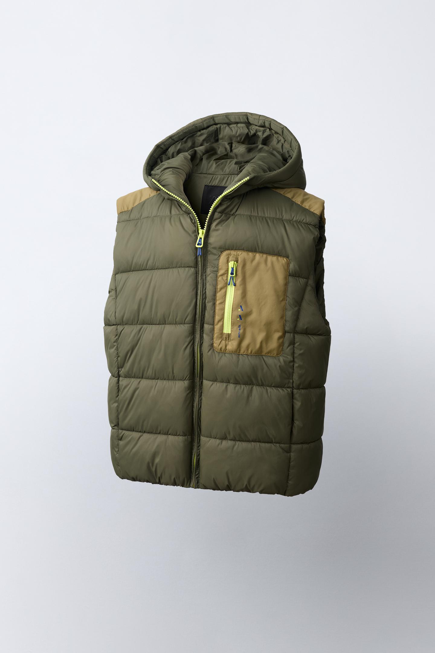 Детский жилет Zara Water-Repellent Nylon, цвет: Хаки — фото 3