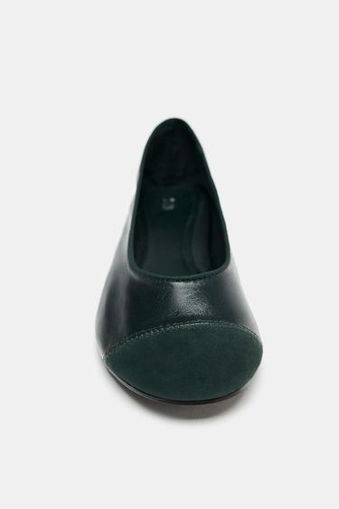 BALLERINES EN CUIR - Vert foncé de Zara - Image 3