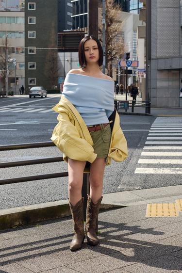 100% LEATHER BOMBER JACKET - Grapefruit yellow by Zara