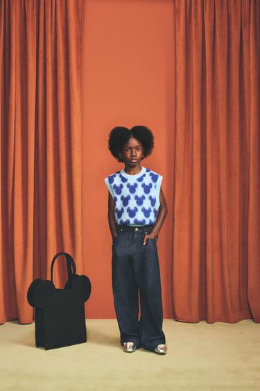 MICKEY SILHOUETTE PATCH WIDE-LEG JEANS HARRY LAMBERT FOR ZARA X DISNEY - Blue by Zara