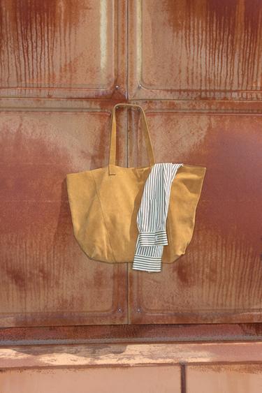 BOLSO SHOPPER PIEL - Marrón Caramelo de Zara