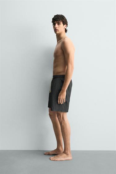 MAILLOT DE BAIN LONG À CARREAUX - Noir de Zara - Image 4