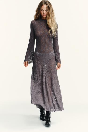 SOFT-TOUCH LACE DRESS - Dark purple by Zara - Image 3