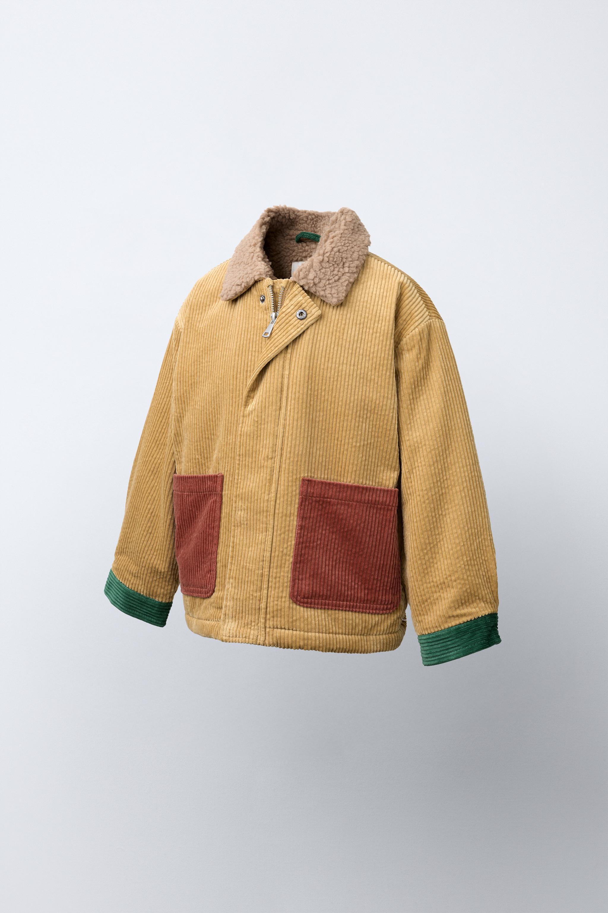 BLOUSON EN VELOURS CÔTELÉ COLOR BLOCK DOUBLURE EFFET MOUTON