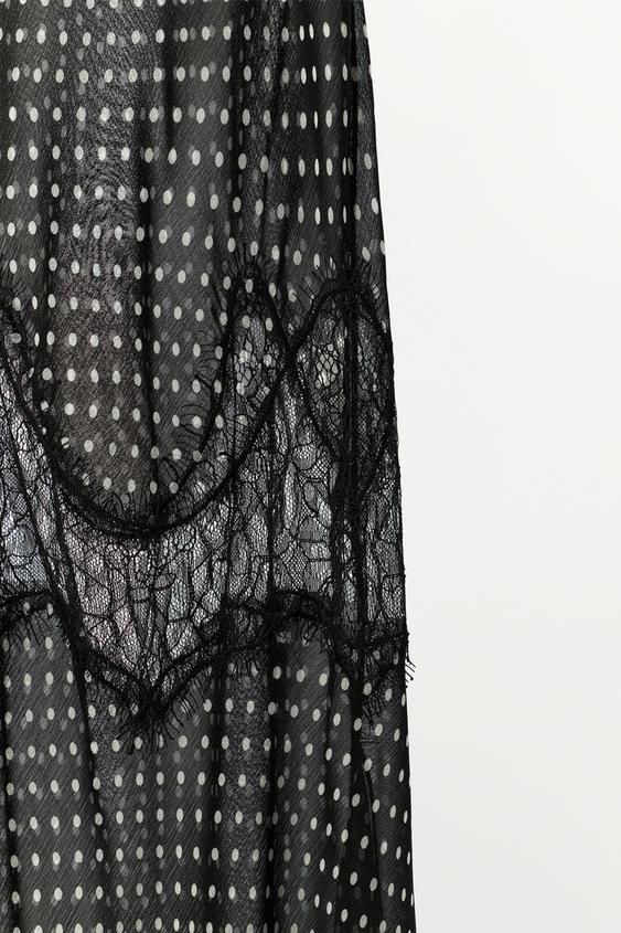 polka dot lace dress zara ZARA NWT $99 WOMAN SS25 FLORAL POLKA DOT MAXI DRESS LIGHT BROWN 3675/535  XS-2XL