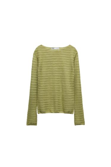 SEMI-SHEER TEXTURED KNIT SWEATER