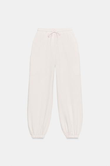 Zara POCKET JOGGERS - Ecru
