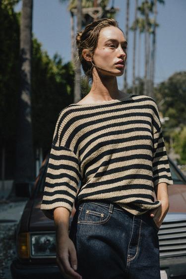 CUT-OUT KNIT CAPE TOP - Black / Sand by Zara - Image 1