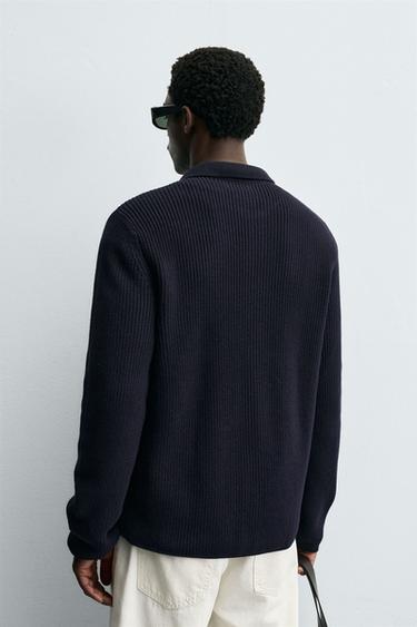 RIBBED CARDIGAN - Navy blue by Zara - Image 2