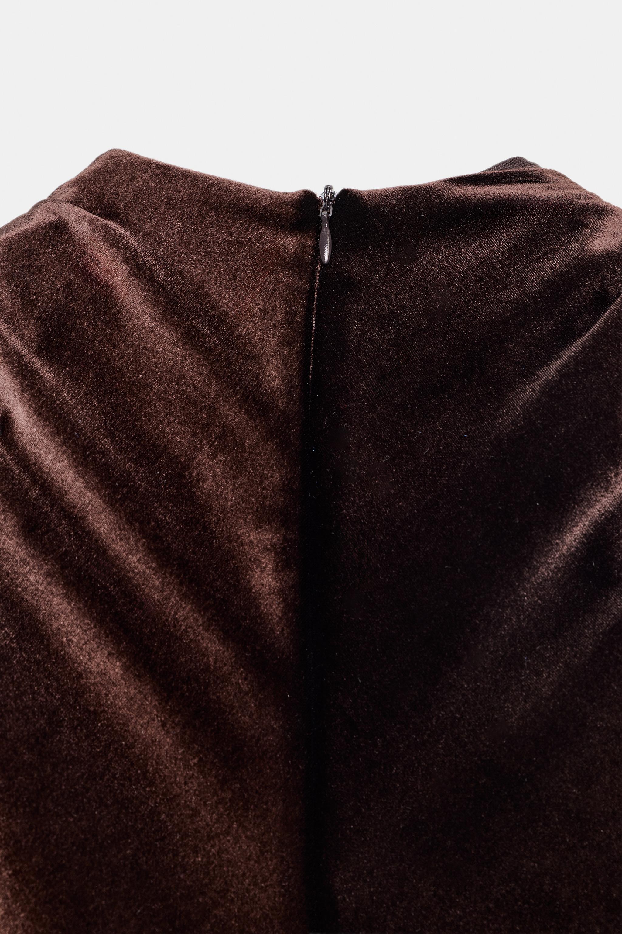 DRAPED VELVET MIDI DRESS - Dark brown | ZARA Canada