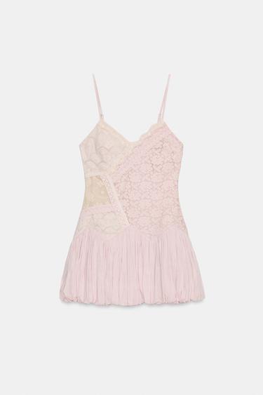 LACE BALLOON MINI DRESS - Light lilac by Zara - Image 3