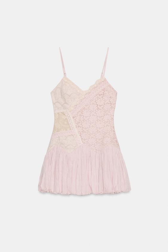 LACE BALLOON MINI DRESS - Light lilac by Zara - Image 0