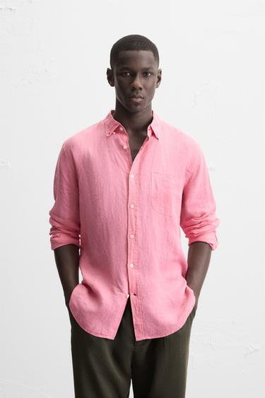 100% LINEN SHIRT - Strawberry by Zara