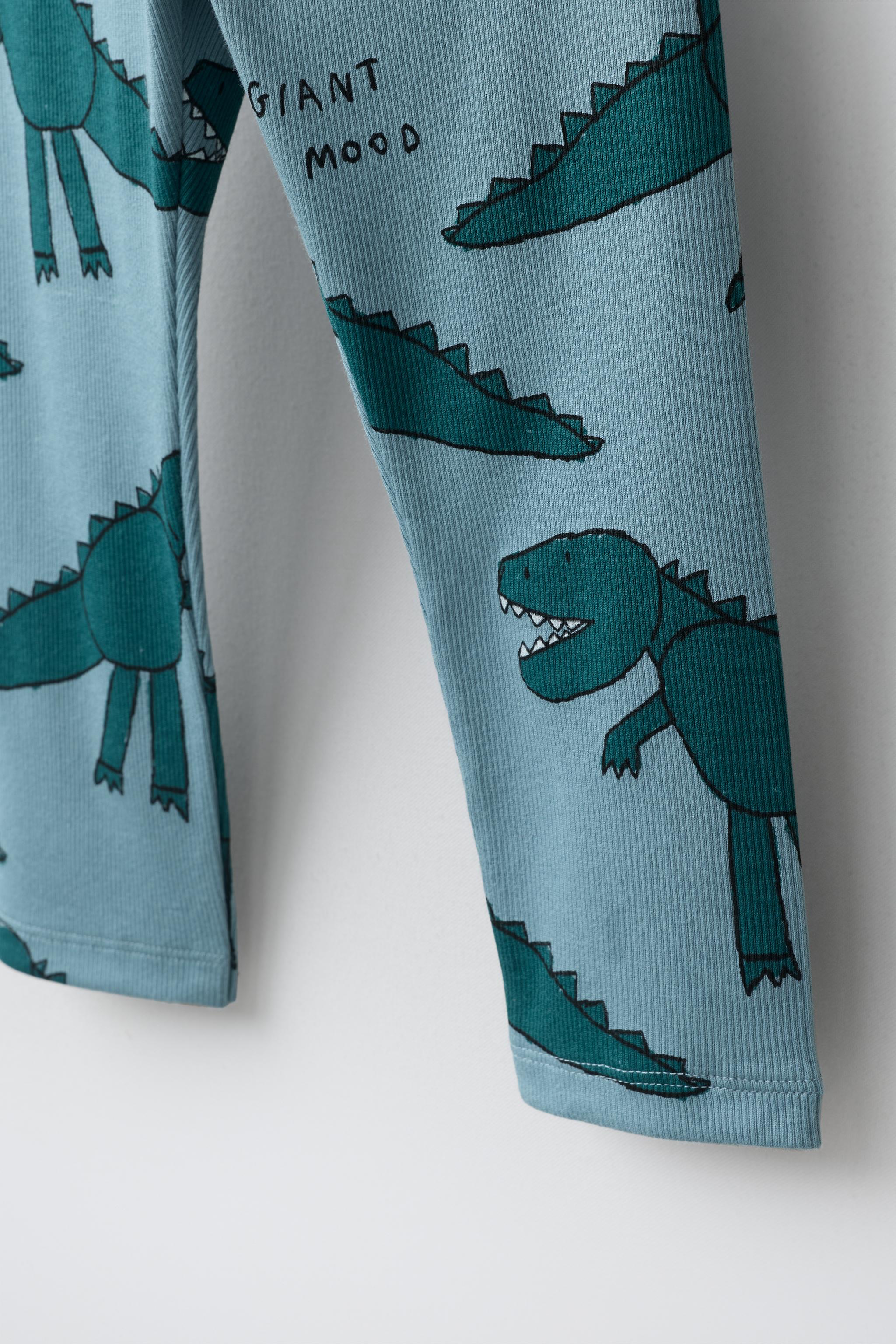 DINOSAUR PRINT RIBBED LEGGINGS