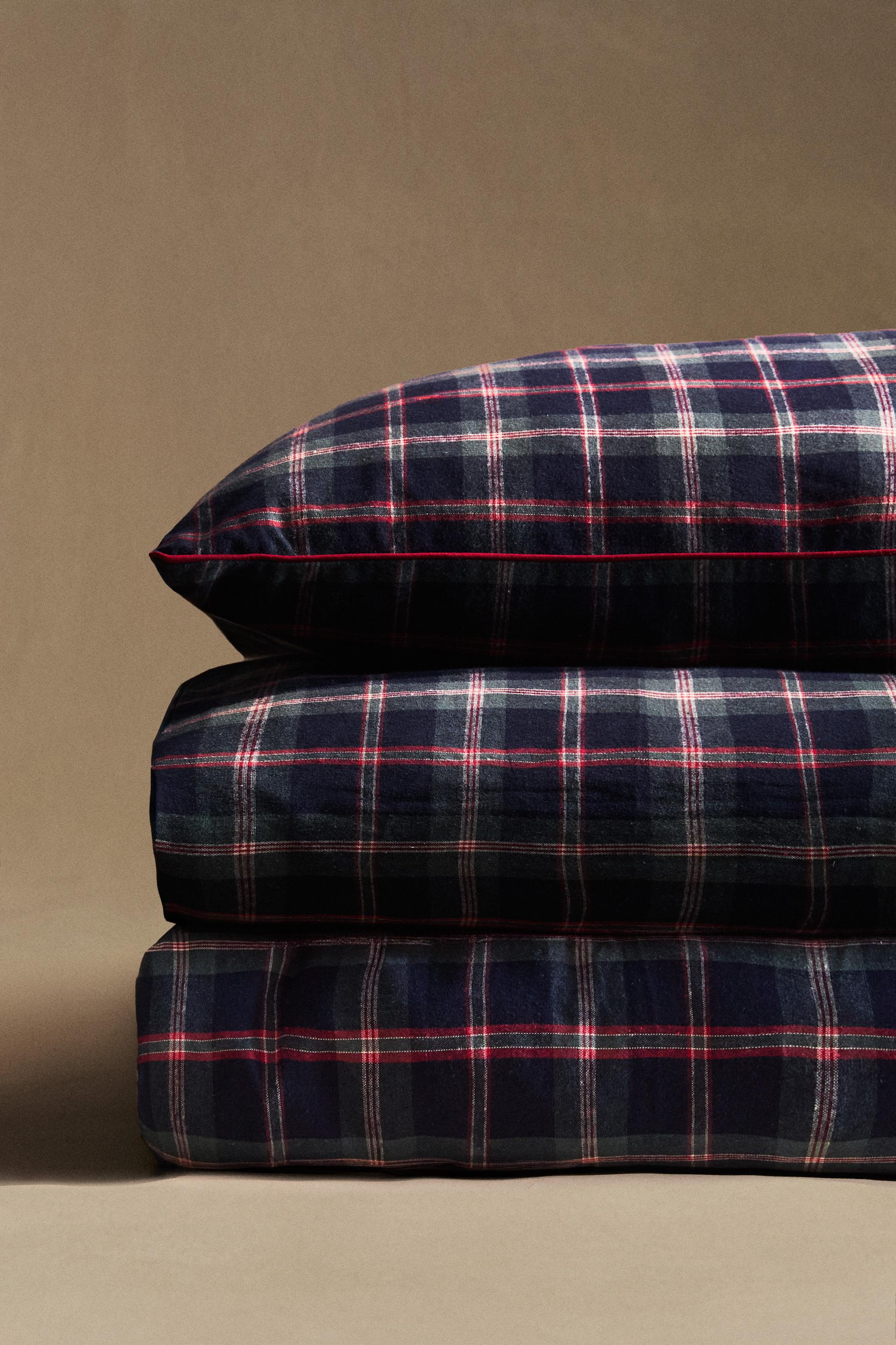 KIDS FLANNEL CHECK CHRISTMAS DUVET COVER