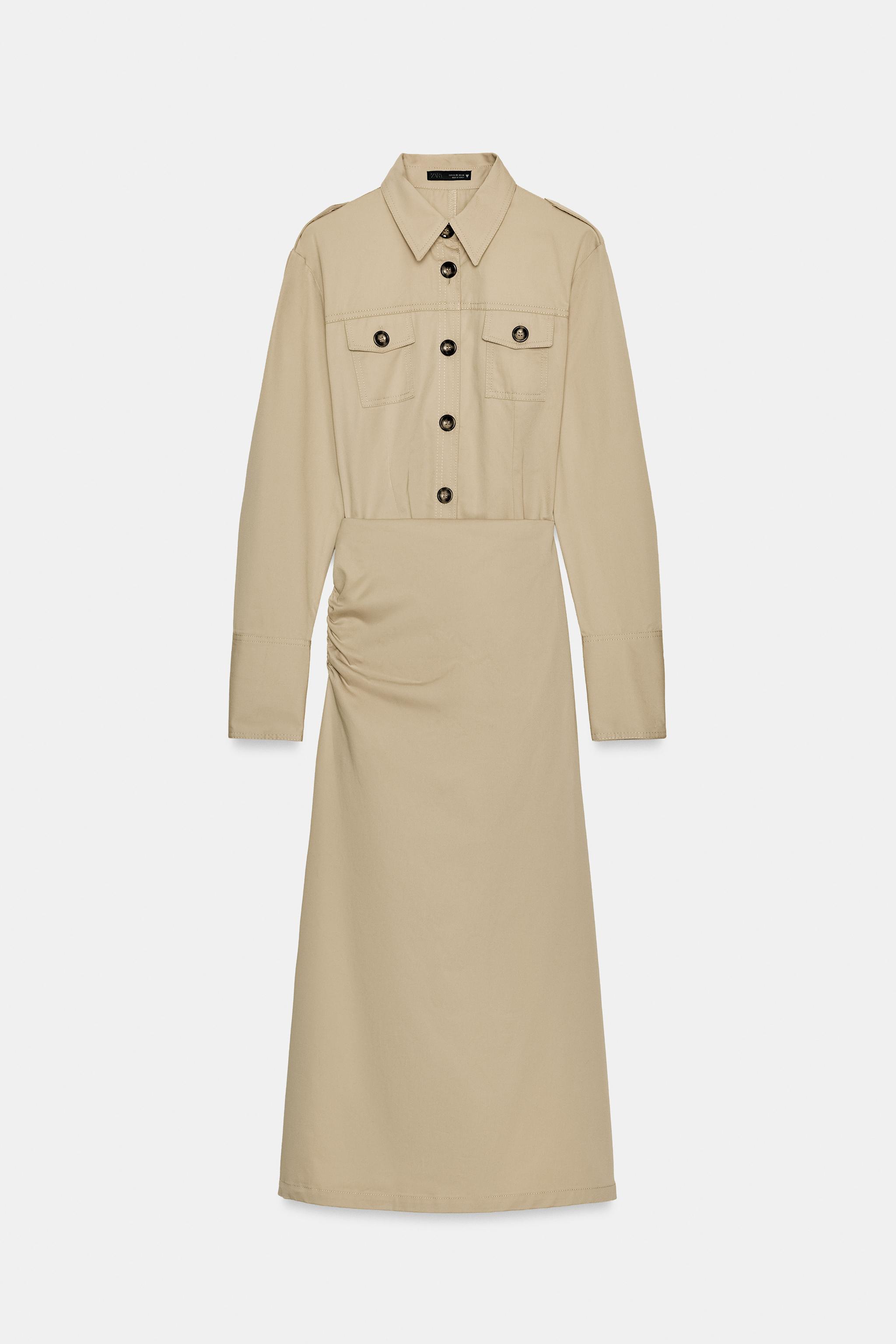 MIDI TWILL DRESS WITH LOOPS