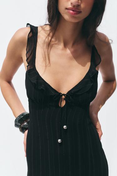 ROBE MI-LONGUE LINGERIE FIL MÉTALLISÉ - Noir de Zara - Image 2