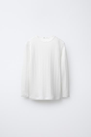6-14 ANS/ LOT DE DEUX T-SHIRTS EN MAILLE POINTELLE - Blanc cassé de Zara - Image 1