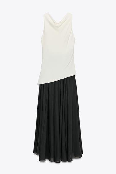 ZW COLLECTION COMBINED HALTER DRESS - Black by Zara