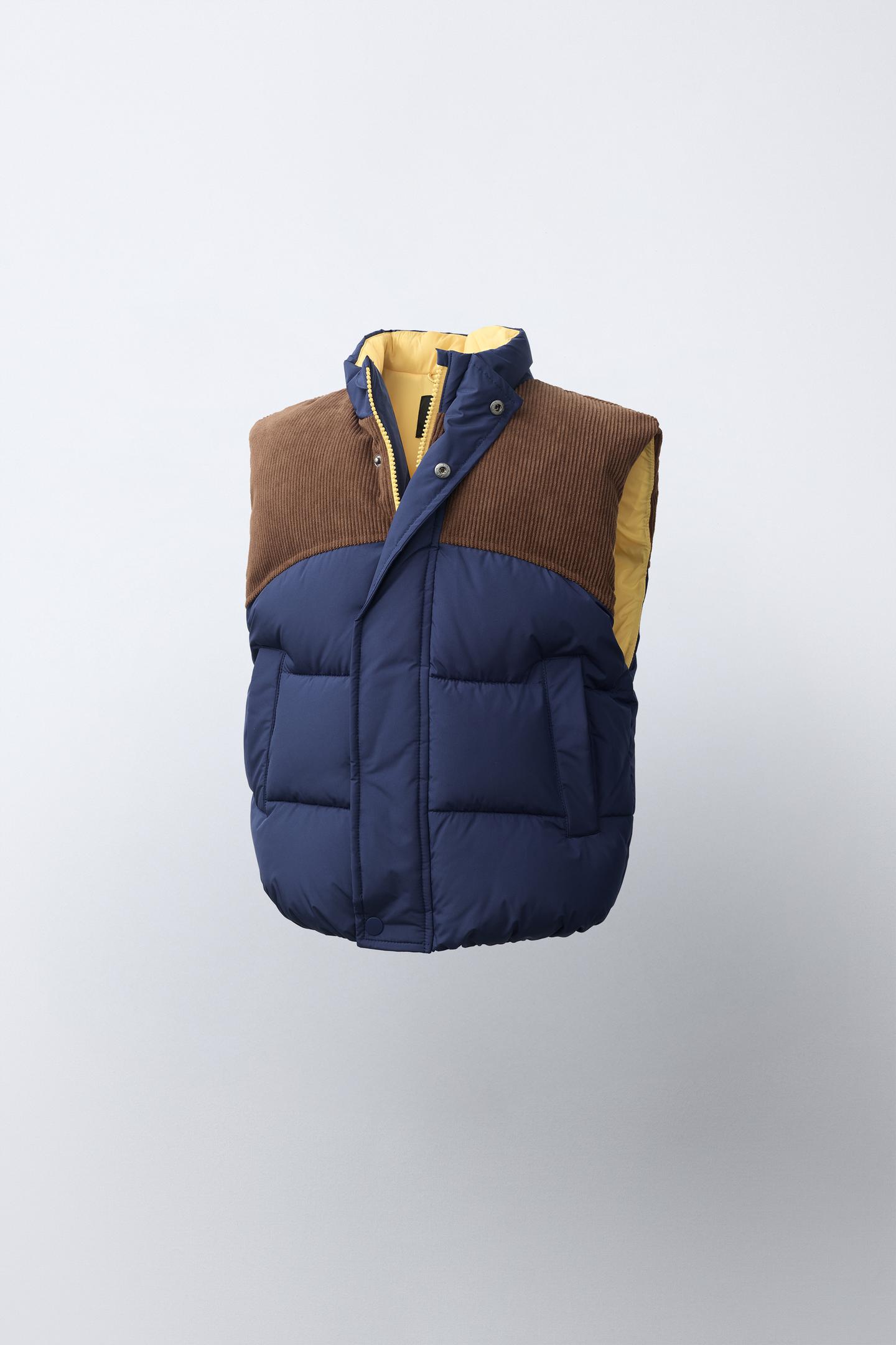 Детский жилет Zara Combined Water-Repellent Puffer Vest, цвет: Коричневый синий — фото 3