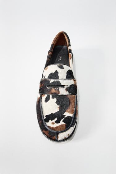 ANIMAL PRINT LEATHER LOAFERS - Multicoloured by Zara