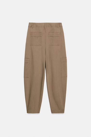 HIGH-WAIST CARGO TROUSERS - camel by Zara - Image 7