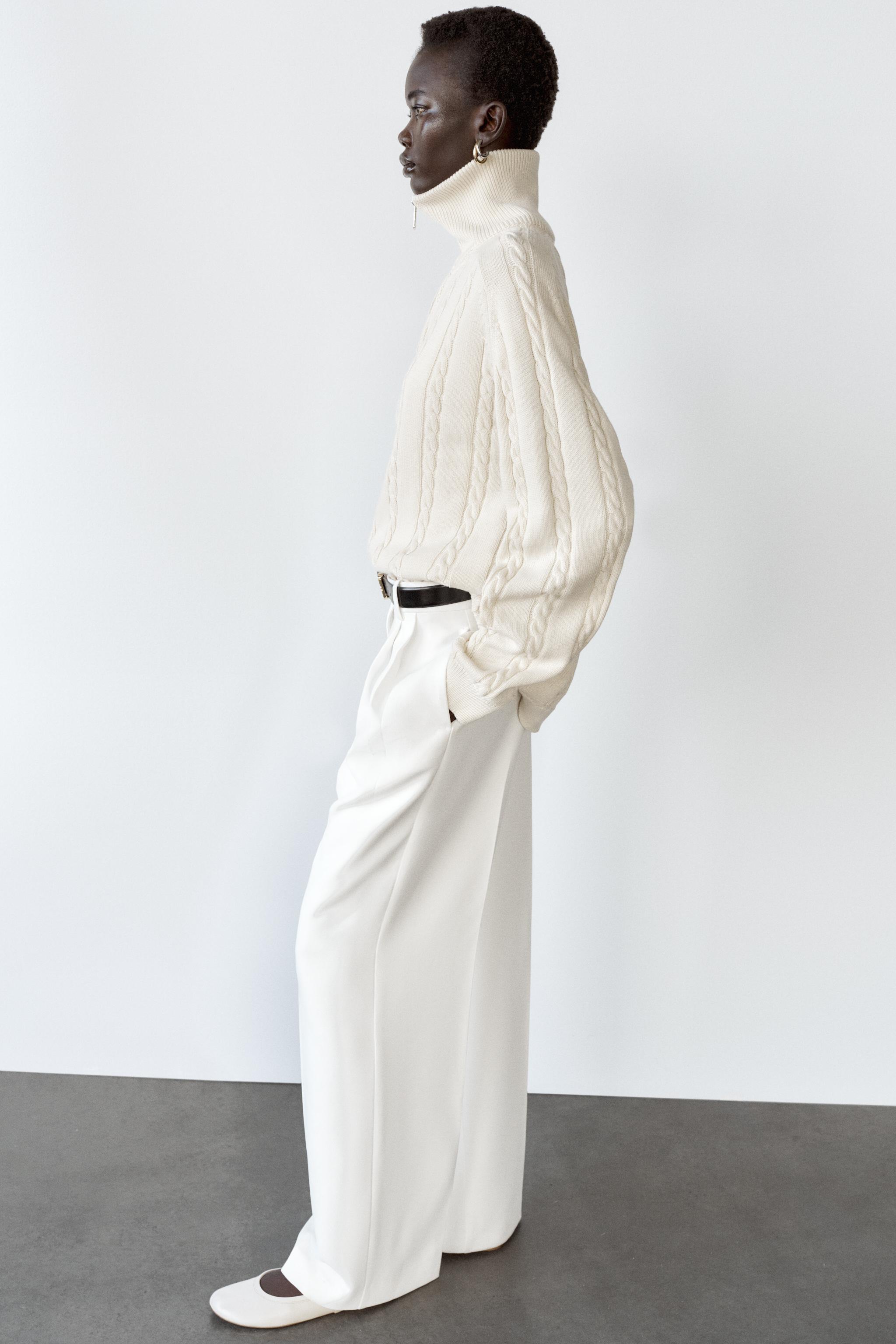 WIDE LEG PANTS WITH DARTS - Oyster-white | ZARA United States