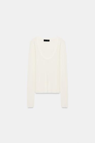 TOP EN MAILLE EXTRAFINE - Blanc de Zara - Image 4