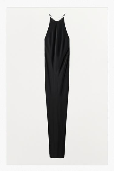 LANGES KLEID IN LINGERIE-OPTIK MIT KNOTEN AM RÜCKEN - Schwarz von Zara