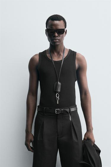 TRICOU TANK REIAT - Negru de la Zara