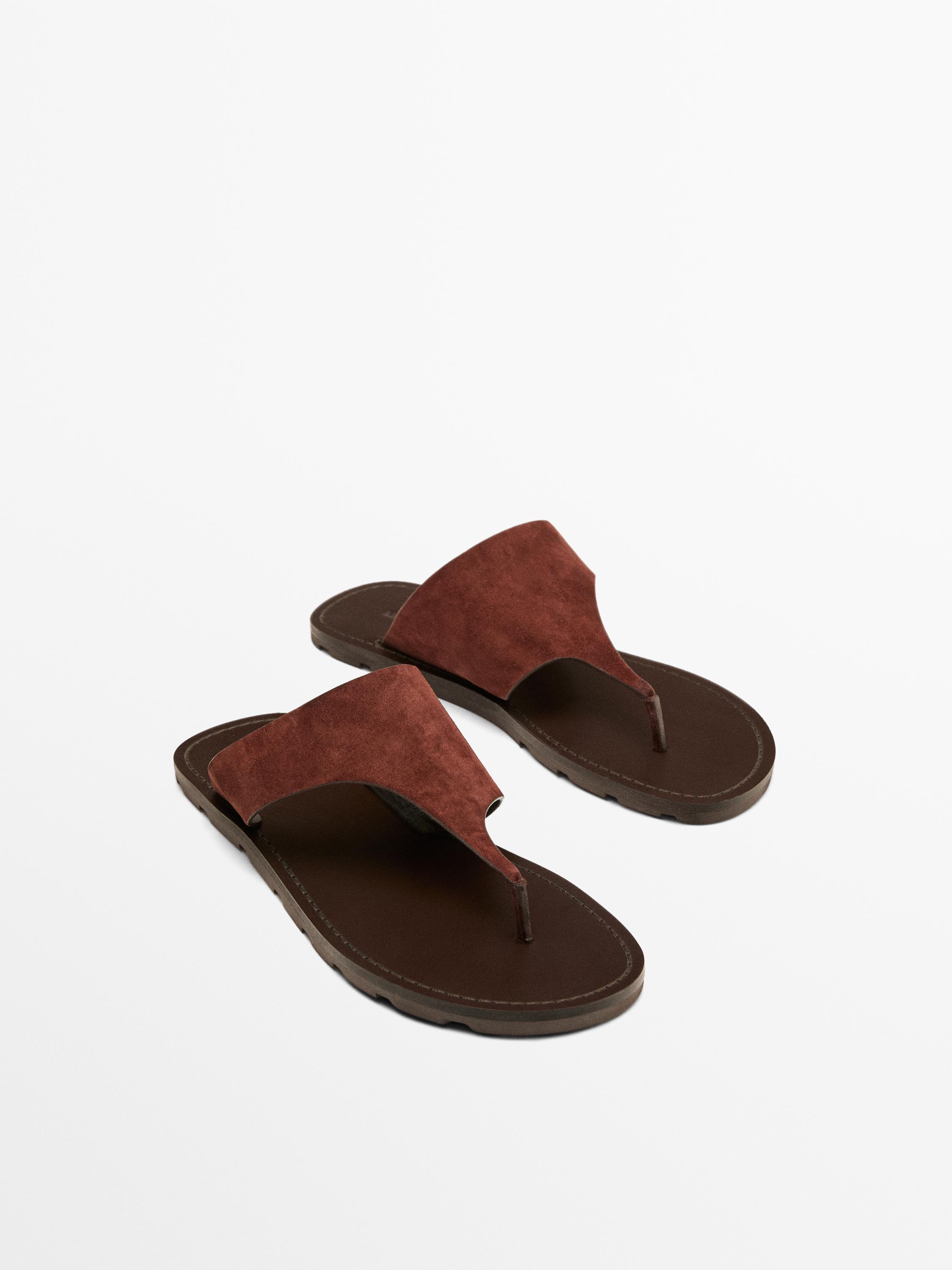 Split leather toe divider sandals