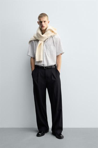 חולצת ז'קארד פסים לא סדירים - שחור / לבן של Zara - תמונה 0