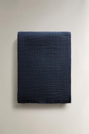 TEXTURED COTTON THROW – Kék a ZARA-tól