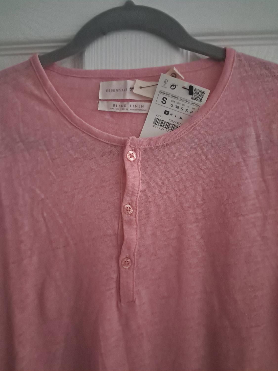 LINEN BUTTON NECK T-SHIRT - Image 3