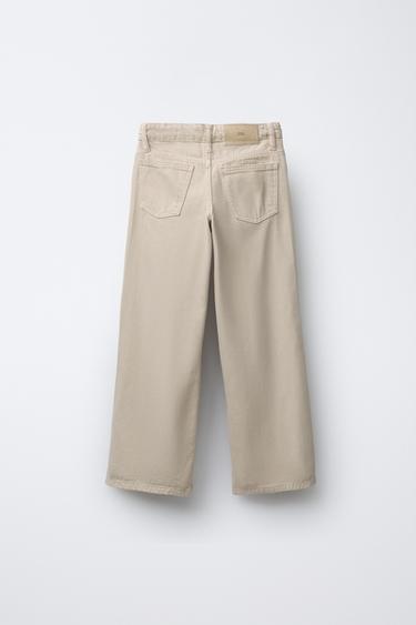 EMBROIDERED WIDE-LEG TROUSERS - Beige by Zara - Image 1