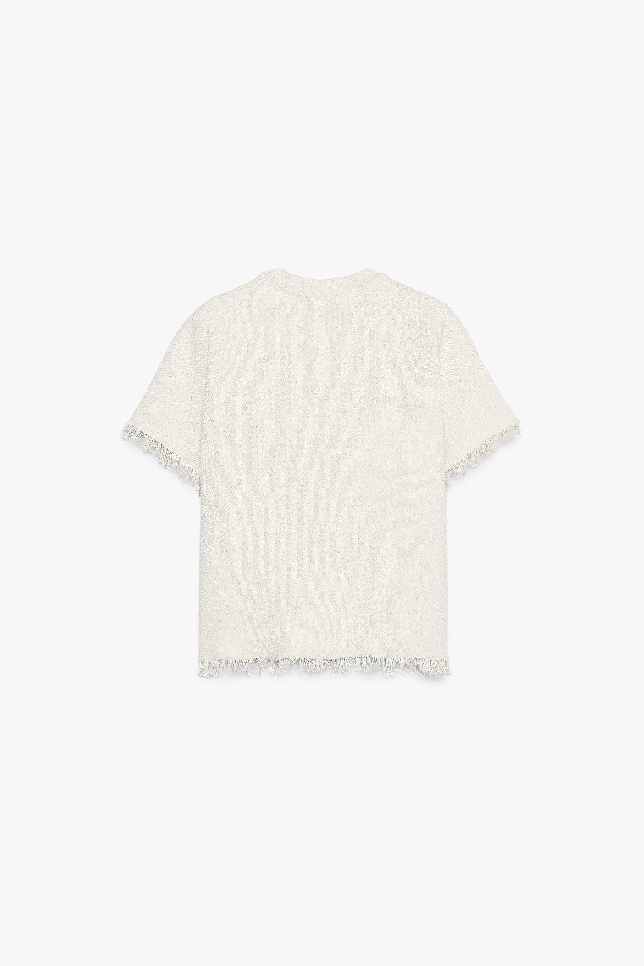 カットオフ仕上げリボン付きニットジャケット - エクリュ | ZARA