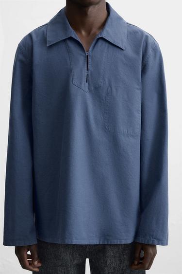 WASHED SMOCK OVERSHIRT - Light indigo by Zara - Image 4