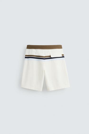 LONG STRIPED SWIMMING TRUNKS - Ecru by Zara - Image 6