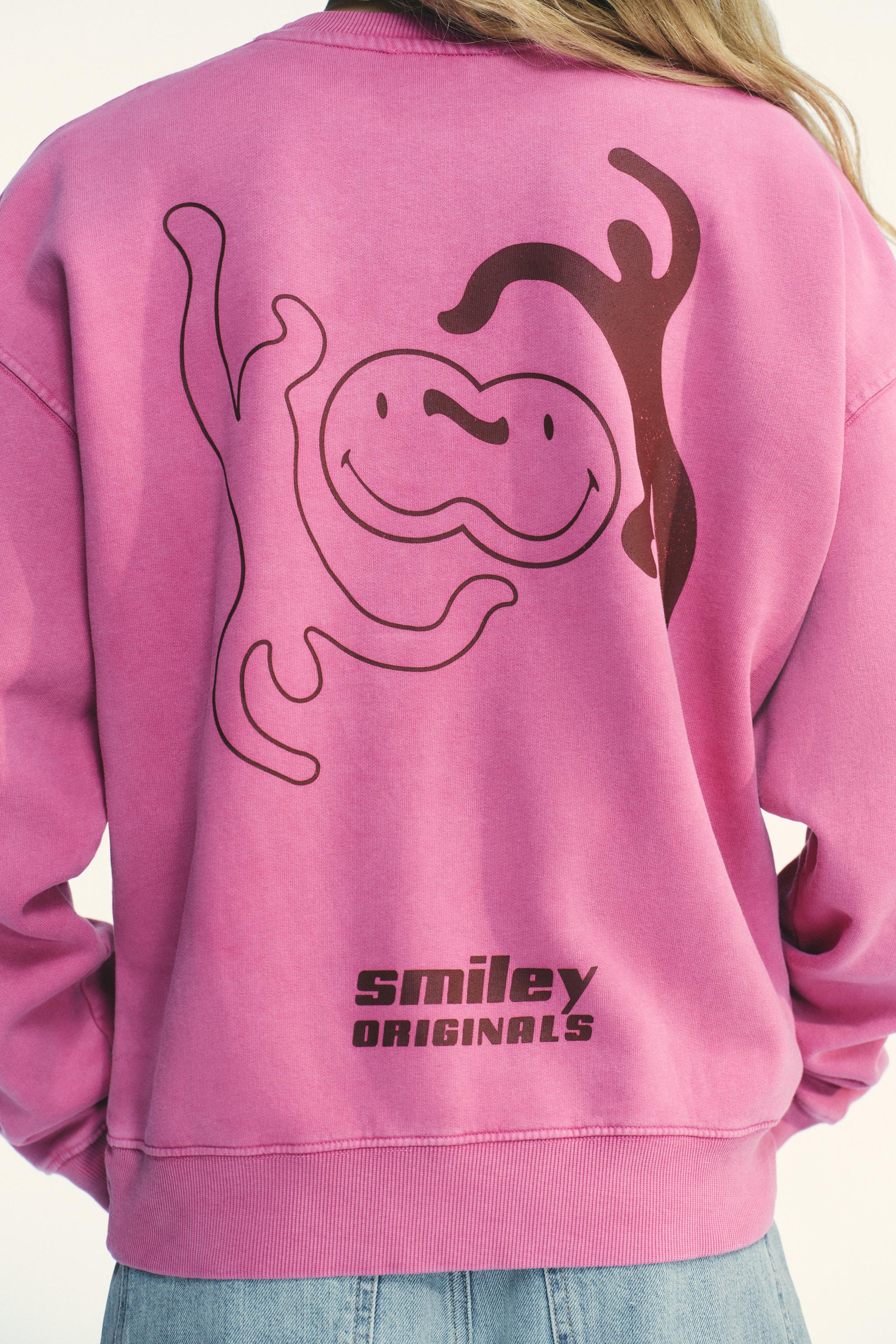 SMILEY® WASHED EFFECT SWEATSHIRT - Pink | ZARA United Kingdom