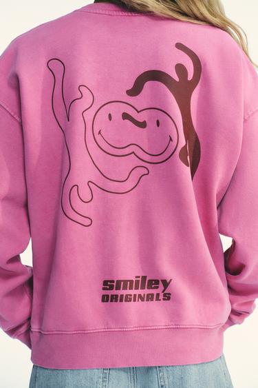 MOLETOM EFEITO LAVAGEM SMILEY® - Rosa da Zara